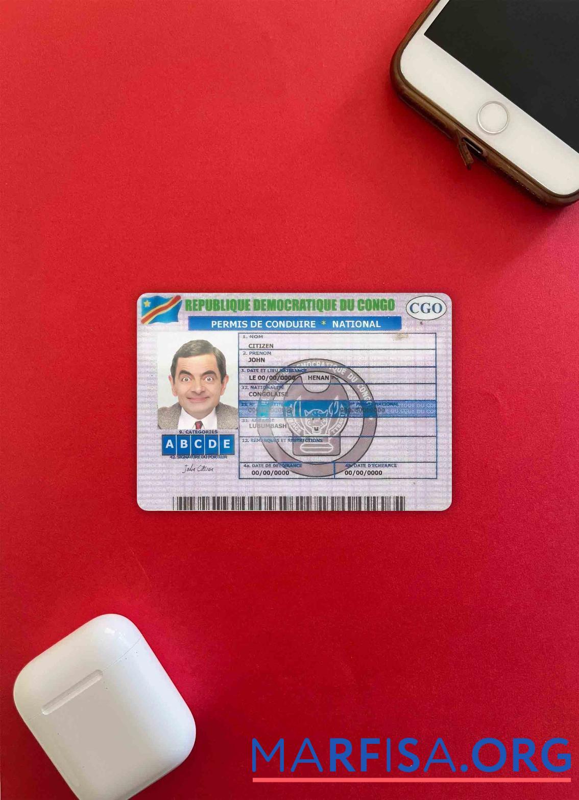 Realistic Congo driving license version 2 photolook example